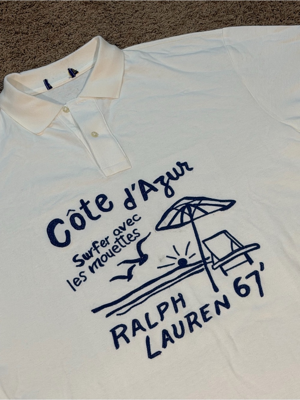 POLO RALPH LAUREN Classic Fit Côte d'Azur-Print White Polo Shirt Mens XLT NWOT